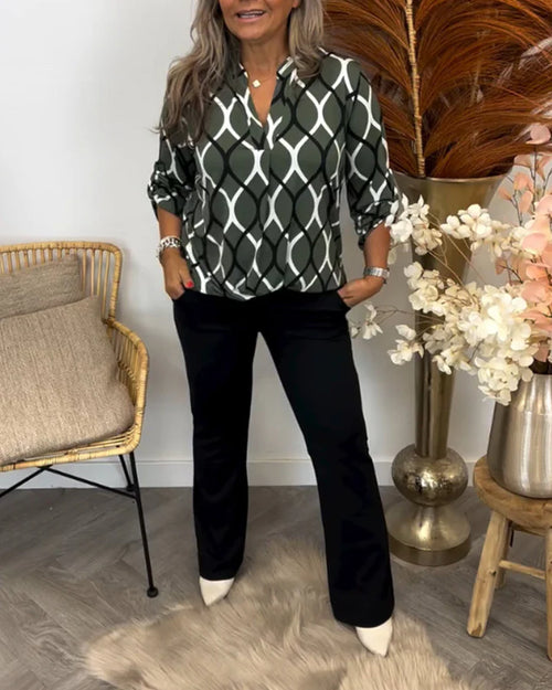 Janny | Casual Blouse with Long Sleeves and Elegant Pattern