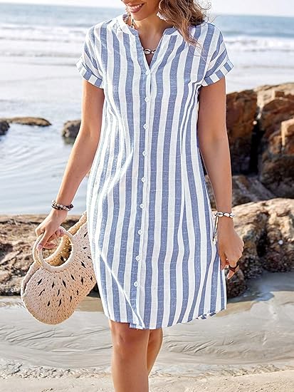 MARTINE™ | Striped Shirt Dress