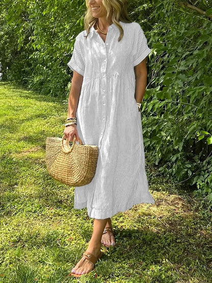 Noora™ | Reeta - Striped Shirt Dress with Pockets