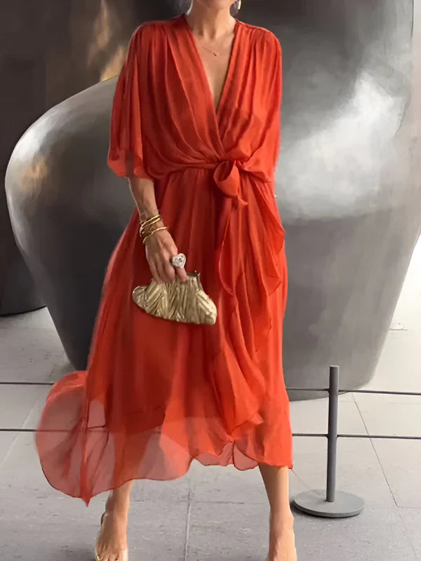 MONICA | V-Neck Chiffon Dress