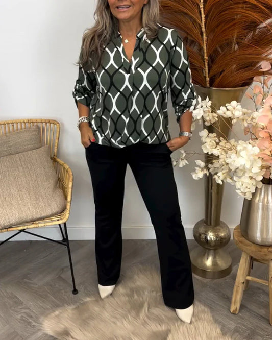 Janny | Casual Blouse with Long Sleeves and Elegant Pattern