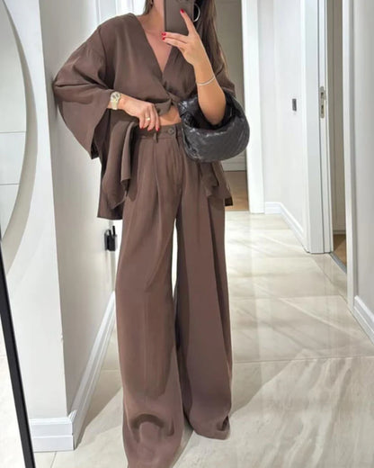 MAJESTY | V-Neck Two-Piece Set
