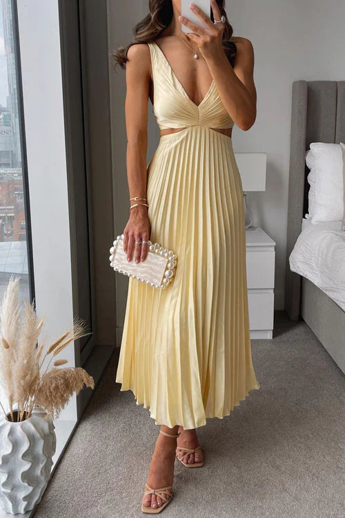 ELSA | Pleated Midi Dress – Luxury Redefined