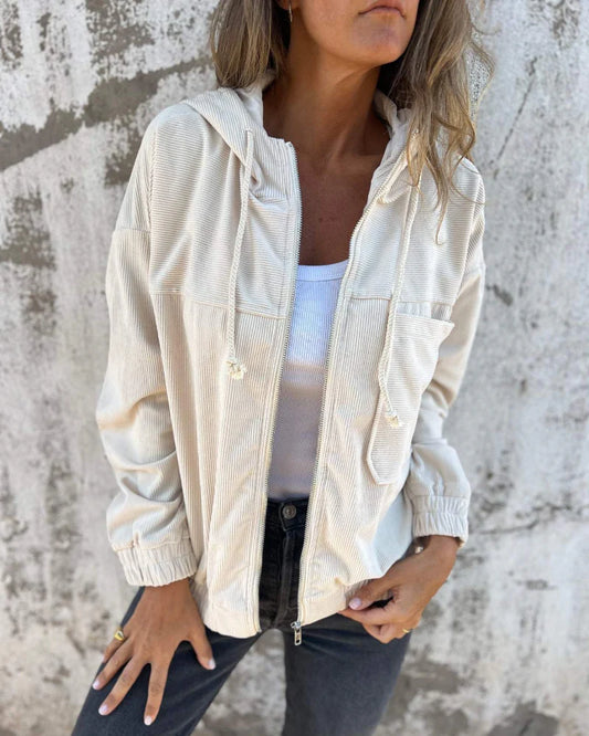 Ella | Corduroy Zip-Up Hoodie
