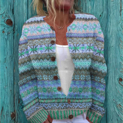 Nordic Pink Patterned Knit Cardigan –  Stylish Look