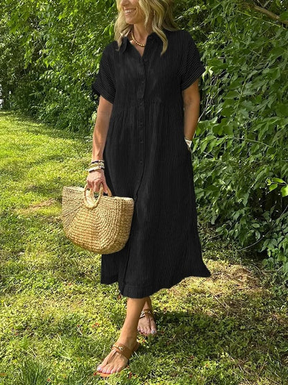 Noora™ | Reeta - Striped Shirt Dress with Pockets