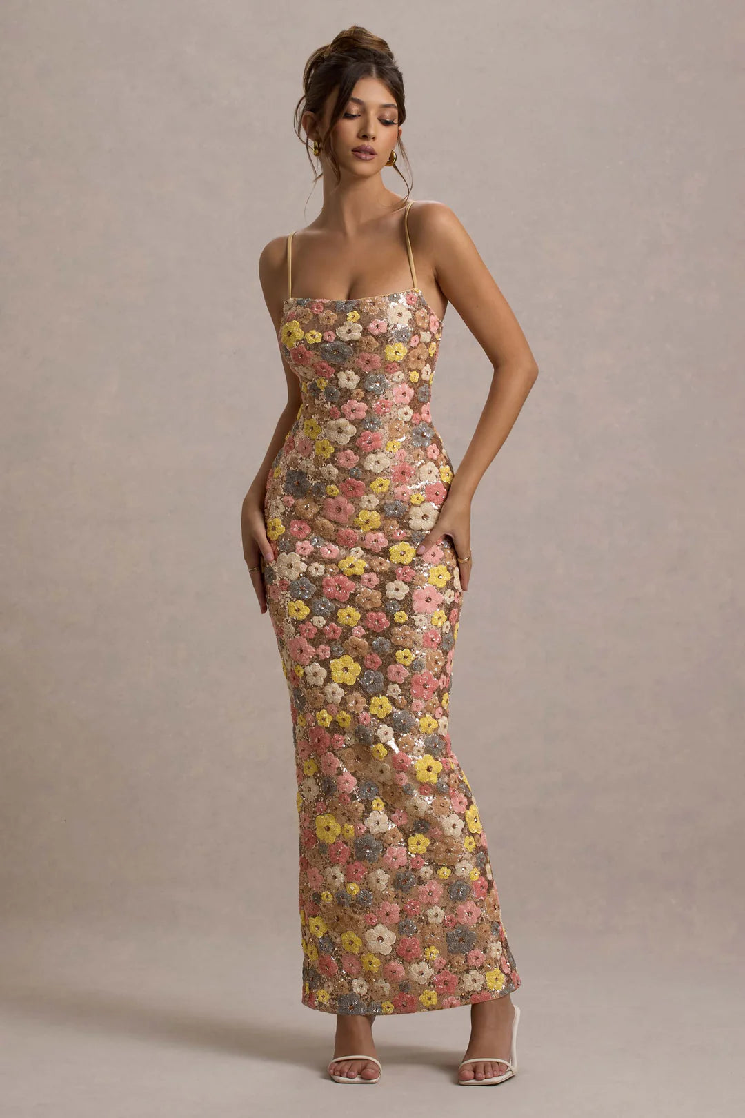SELVIANA | Floral Maxi Dress with Sequins