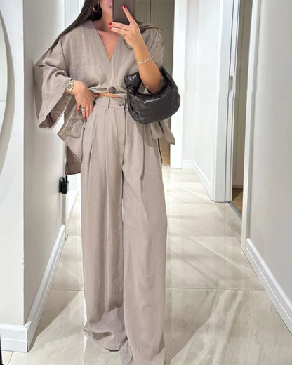 MAJESTY | V-Neck Two-Piece Set