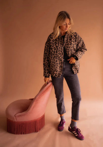 LEONA™ | Bold Leopard Print Bomber Jacket