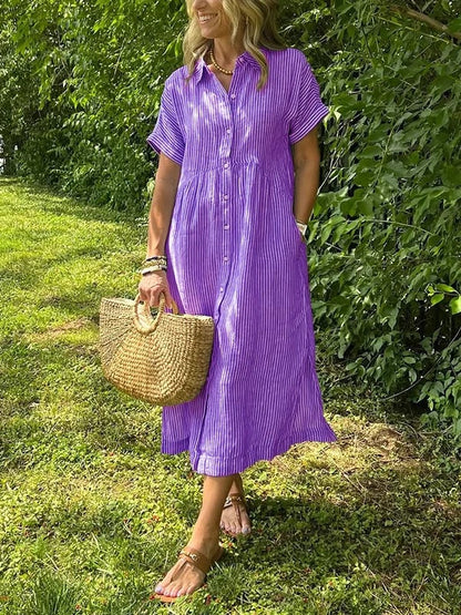 Noora™ | Reeta - Striped Shirt Dress with Pockets