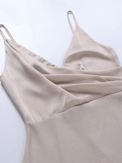 CELINA | Premium Velvet-Trim Satin Dress