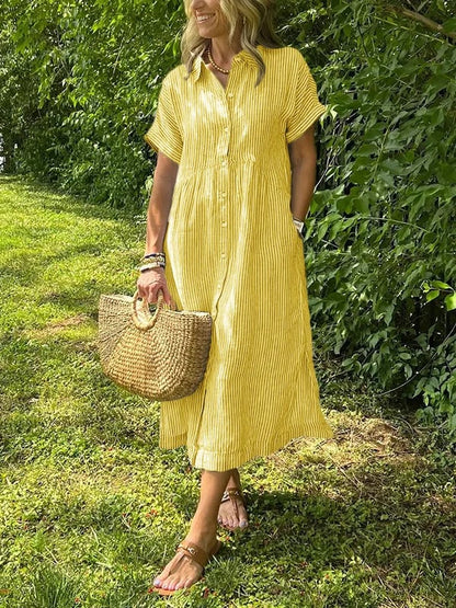 Noora™ | Reeta - Striped Shirt Dress with Pockets