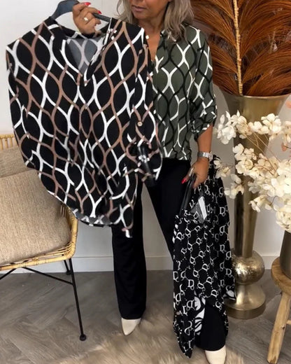 Janny | Casual Blouse with Long Sleeves and Elegant Pattern