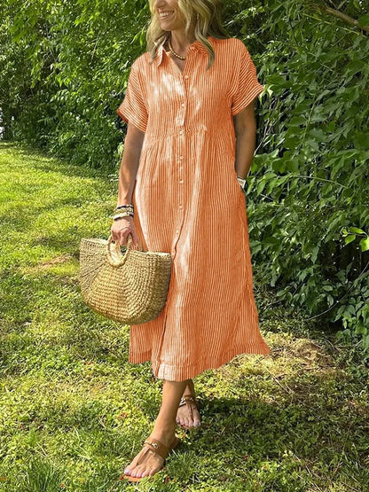 Noora™ | Reeta - Striped Shirt Dress with Pockets